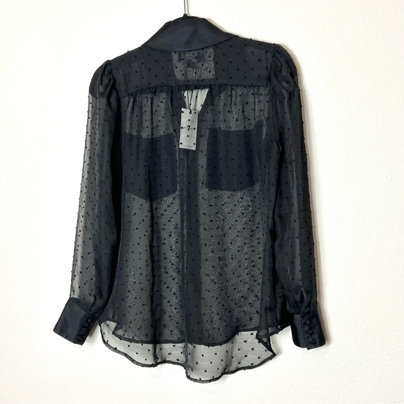 NWT 7 For All Mankind Swiss Dot Patch Pocket Top in Jet Black - Picture 6 of 7